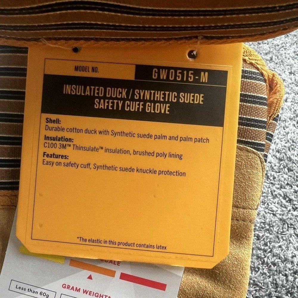 NWT Carhartt Duck Synthetic Suede Knit Medium M Gloves Brown GW0551-M A551 - Picture 4 of 7
